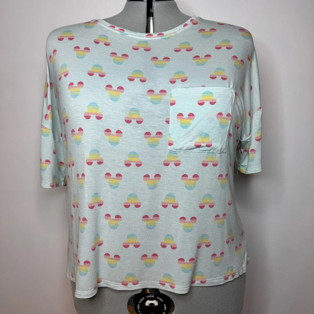 Disney Blue Rainbow Pajama Top